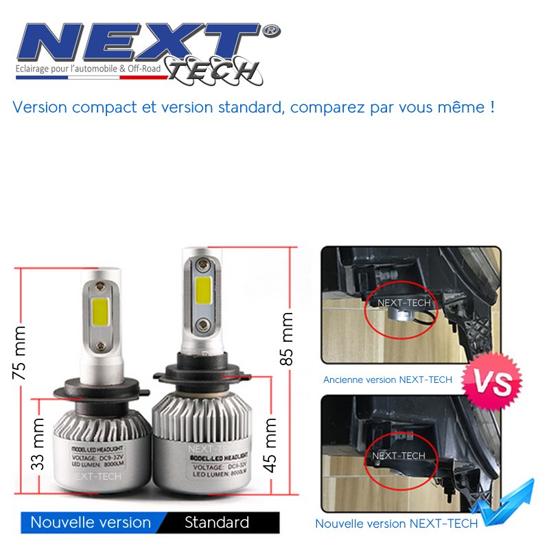 Ampoules H1 LED mini ventilées 75W blanc - Next-Tech®