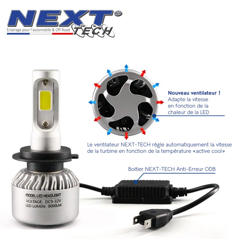 Kit ampoules LED 9012 HIR2 ventilées compactes 75W Next-Tech